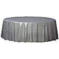 Amscan 77017 Solid Round Plastic Table Covers, 84", Silver, Pack Of 6 Covers 1 thumbnail image