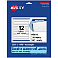 Avery® Waterproof Permanent Labels With Sure Feed®, 94119-WMF25, Rectangle, 5/8" x 7-1/2", White, Pack Of 300 1 thumbnail image