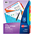 Avery® Write & Erase Durable Plastic Dividers With Pockets, 8-1/2" x 11", Multicolor Brights, Pack Of 8 Dividers