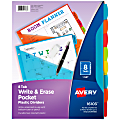 Avery® Write & Erase Durable Plastic Dividers With Pockets, 8-1/2" x 11", Multicolor Brights, Pack Of 8 Dividers 1 thumbnail image