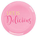 Amscan Life Is Delicious Plastic Plates, 7-1/2", Pink, Pack Of 20 Plates