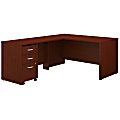 Bush Business Furniture 60"W L-Shaped Corner Desk With 3-Drawer Mobile File Cabinet, Mahogany, Standard Delivery