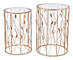 Zuo Modern Sage Tempered Glass And Steel Round End Tables, 22”H x 15”W x 15”D, Gold, Set Of 2 Tables