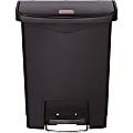 Rubbermaid® Commercial Slim Jim Rectangular Plastic Step-On Trash Container, 8 Gallons, Black