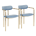 LumiSource Demi Chairs, Light Blue/Gold, Set Of 2 Chairs