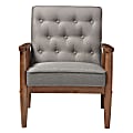 Baxton Studio Noel Fabric Lounge Chair, Gray/Dark Walnut