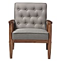 Baxton Studio Noel Fabric Lounge Chair, Gray/Dark Walnut 1 thumbnail image