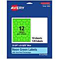 Avery® Print-To-The-Edge Labels With Sure Feed® Technology, 94611-NGP10, Star, 2-1/4" x 2-3/8", Matte Neon Green, Pack of 120 1 thumbnail image