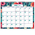 2026-2027 Excello Brands Academic Year Large Print Wall Calendar, 15" x 12", Teal Floral, April To December, Total Qty 1 1 thumbnail image