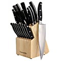 Kenmore Elite 18-Piece Stainless Steel Cutlery And Wood Block Set, Black 1 thumbnail image