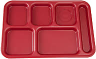 Cambro Camwear 6-Compartment Serving Trays, 10" x 14-1/2", Cranberry, Pack Of 24 Trays 1 thumbnail image