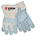 MCR Safety Sidekick Side Leather Gloves, Large, Blue/Gray, Pack Of 12 1 thumbnail image
