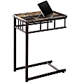 Monarch Specialties Oliver Accent Table, 24"H x 12"W x 18"D, Cappuccino Marble/Bronze 1 thumbnail image