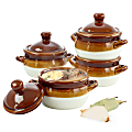 Elama Double-Handle 15 Oz French Onion Soup Bowls With Lids, Brown/Taupe, Set Of 8 Pieces 1 thumbnail image