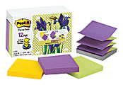 Post it® Pop up Notes, 3" x 3", Assorted Colors, Pack Of 12 Pads