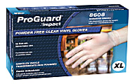 ProGuard Vinyl PF General Purpose Gloves - X-Large Size - Unisex - Vinyl - Clear - Disposable, Powder-free, Beaded Cuff, Ambidextrous, Comfortable - For Food Handling, Cleaning, Painting, Manufacturing, Assembling, General Purpose - 100 / Box 1 thumbnail image