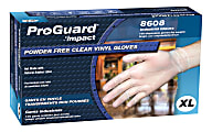 ProGuard Vinyl PF General Purpose Gloves - X-Large Size - Unisex - Vinyl - Clear - Disposable, Powder-free, Beaded Cuff, Ambidextrous, Comfortable - For Food Handling, Cleaning, Painting, Manufacturing, Assembling, General Purpose - 100 / Box