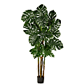 Nearly Natural Monstera 72”H Artificial Tree With Planter, 72”H x 22”W x 18”D, Green/Black