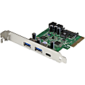 StarTech.com USB 3.1 PCIe Card - 5 Port - USB 3.1 Gen 2 (10Gbps) - 1x USB-C, 2x USB-A + 1x 2 Port IDC (5Gbps) - USB-C Card - USB 3.1 Controller - Add an external USB Type-C and two external USB Type-A ports to your computer plus an IDC header port 1 thumbnail image