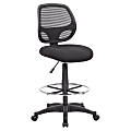 Boss Office Products Stand-Up Fabric Drafting Stool With Back, Gray/Black 1 thumbnail image