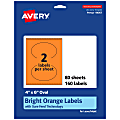 Avery® Print-To-The-Edge Labels With Sure Feed® Technology, 94057-BOP80, Oval, 4" x 6", Matte Bright Orange, Pack of 160 1 thumbnail image