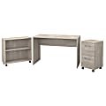 Bush Furniture Office Complete Small Desk with Mobile File Cabinet and Bookcase, Washed Gray, Standard Delivery
