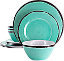 Elama Azul Banquet 12-Piece Dinnerware Set, Turquoise