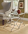 Monarch Specialties 2-Piece Nesting Table Set With Glass Top, Square, Silver Base 1 thumbnail image
