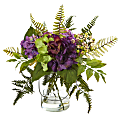 Nearly Natural Hydrangea & Berry 14”H Artificial Floral Arrangement, 14”H x 7”W x 7”D, Purple