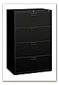 HON® 500 36"W Lateral 4-Drawer File Cabinet, Metal, Black