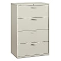 HON® 500 36"W Lateral 4-Drawer File Cabinet, Metal, Light Gray