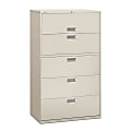HON® Brigade® 600 42"W x 19-1/4"D Lateral 5-Drawer File Cabinet, Light Gray