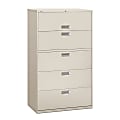 HON® Brigade® 600 42"W x 18"D Lateral 5-Drawer File Cabinet, Light Gray 1 thumbnail image