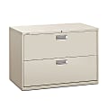 HON® Brigade® 600 42"W x 18"D Lateral 2-Drawer File Cabinet, Light Gray 1 thumbnail image