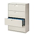 HON® Brigade® 600 42"W Lateral 4-Drawer File Cabinet, Metal, Light Gray
