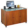Studio RTA® Office Tech Computer Workstation/Credenza, 30"H x 48"W x 24"D, Cherry/Glass 1 thumbnail image
