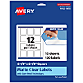 Avery® Permanent Labels With Sure Feed®, 94105-CMF10, Square, 2-1/8" x 2-1/8", Matte Clear, Pack Of 120 1 thumbnail image
