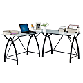 Realspace® Alluna Collection Glass L-Shape Desk, Black Frame/Frosted Glass