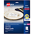 Avery® Printable Place Cards With Sure Feed Technology, 1-7/16" x 3-3/4", White With Gold Border, 150 Blank Place Cards