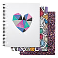 Divoga® Spiral Notebook, Shine Bright Collection, 8 1/2" x 10 1/2", 1 Subject, College Ruled, 160 Pages (80 Sheets), Assorted Designs