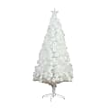 Nearly Natural 6’H Pre-Lit Fiber Optic Artificial White Christmas Tree With Star Tree Topper, 72”H x 30”W x 30”D, White 1 thumbnail image