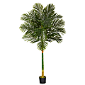 Nearly Natural Golden Cane Palm 72”H Artificial Plant With Planter, 72”H x 22”W x 22”D, Green/Black