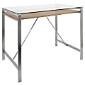 Lumisource Hover Mid-Century Modern Counter Table, Rectangular, Glass/Walnut/Stainless Steel
