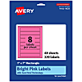 Avery® Print-To-The-Edge Labels With Sure Feed® Technology, 94225-BPP40, Rectangle, 1" x 7", Matte Bright Pink, Pack of 320 1 thumbnail image
