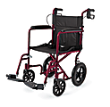 Medline Aluminum Transport Chair, 12" Wheels, Red 1 thumbnail image
