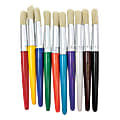 Charles Leonard, Inc. Round Stubby Brushes, 3/4", Round Bristles, Hog Hair, Assorted Colors, 3 Packs Of 10