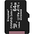 Kingston Canvas Select Plus SDCS2 64 GB Class 10/UHS-I (U1) microSDXC - 1 Pack - 100 MB/s Read - Lifetime Warranty