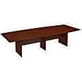 Bush Business Furniture 120"W x 48"D Boat Shaped Conference Table with Wood Base, Hansen Cherry, Standard Delivery