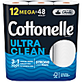 Cottonelle® CleanCare 2-Ply Bathroom Tissue, 3" x 3-7/8", White, 312 Sheets Per Roll, Pack Of 12 Rolls