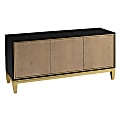 SEI Furniture Addleston 3-Door Media Stand, 23-3/4”H x 49-3/4”W x 23-3/4”D, Black/Natural/Gold